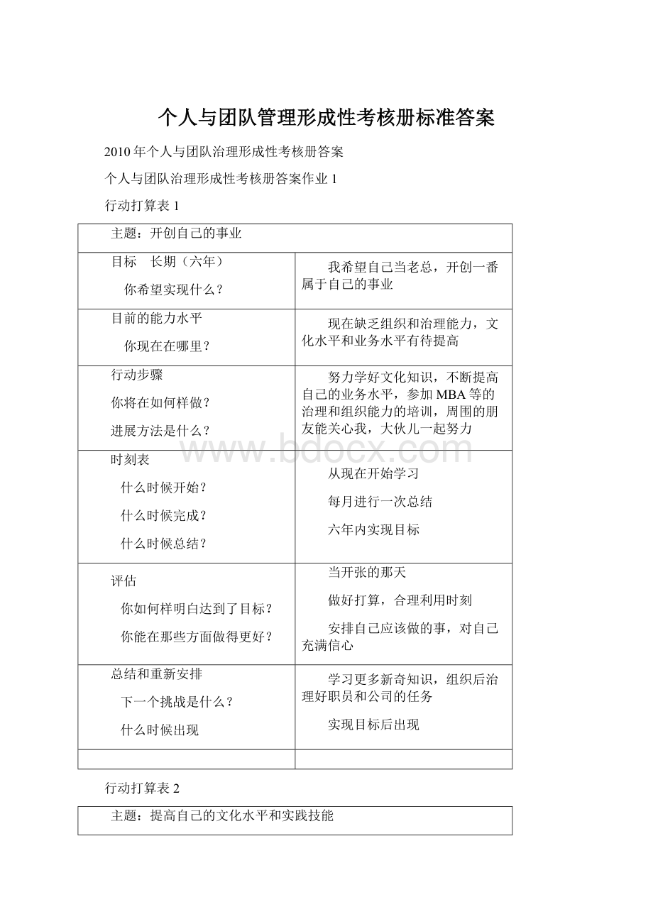 个人与团队管理形成性考核册标准答案.docx