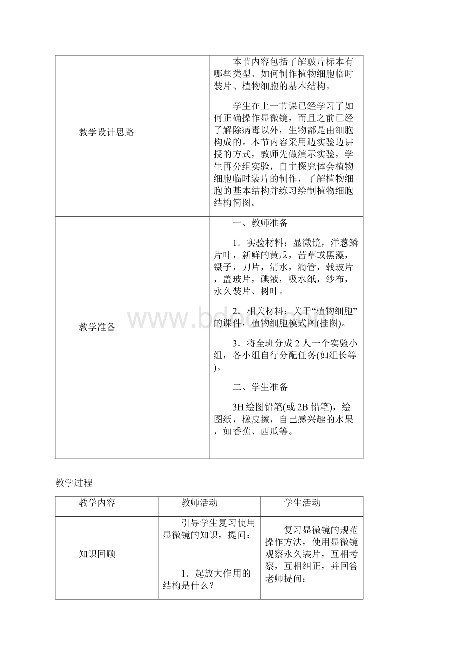 第一章第二节植物细胞人教优质课教学设计精品Word文档格式.docx_第2页