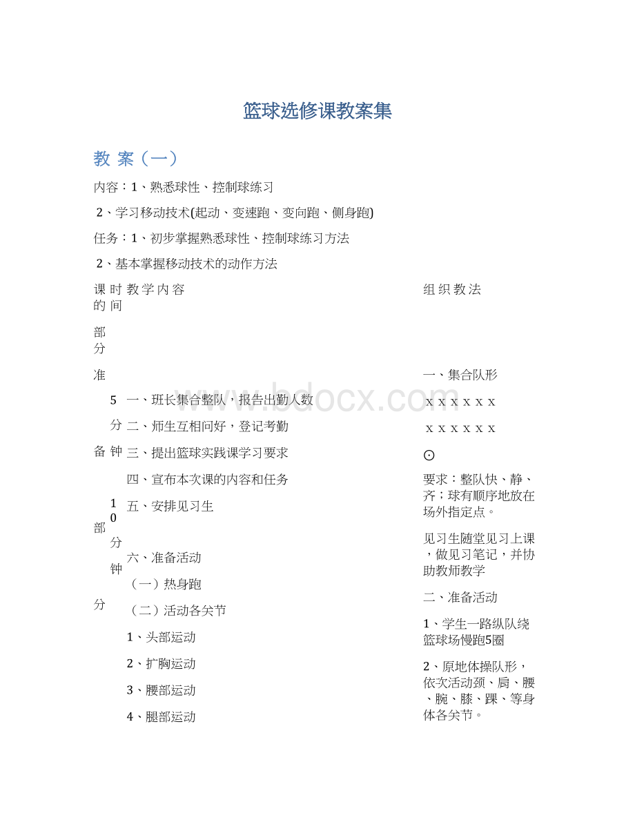 篮球选修课教案集.docx_第1页