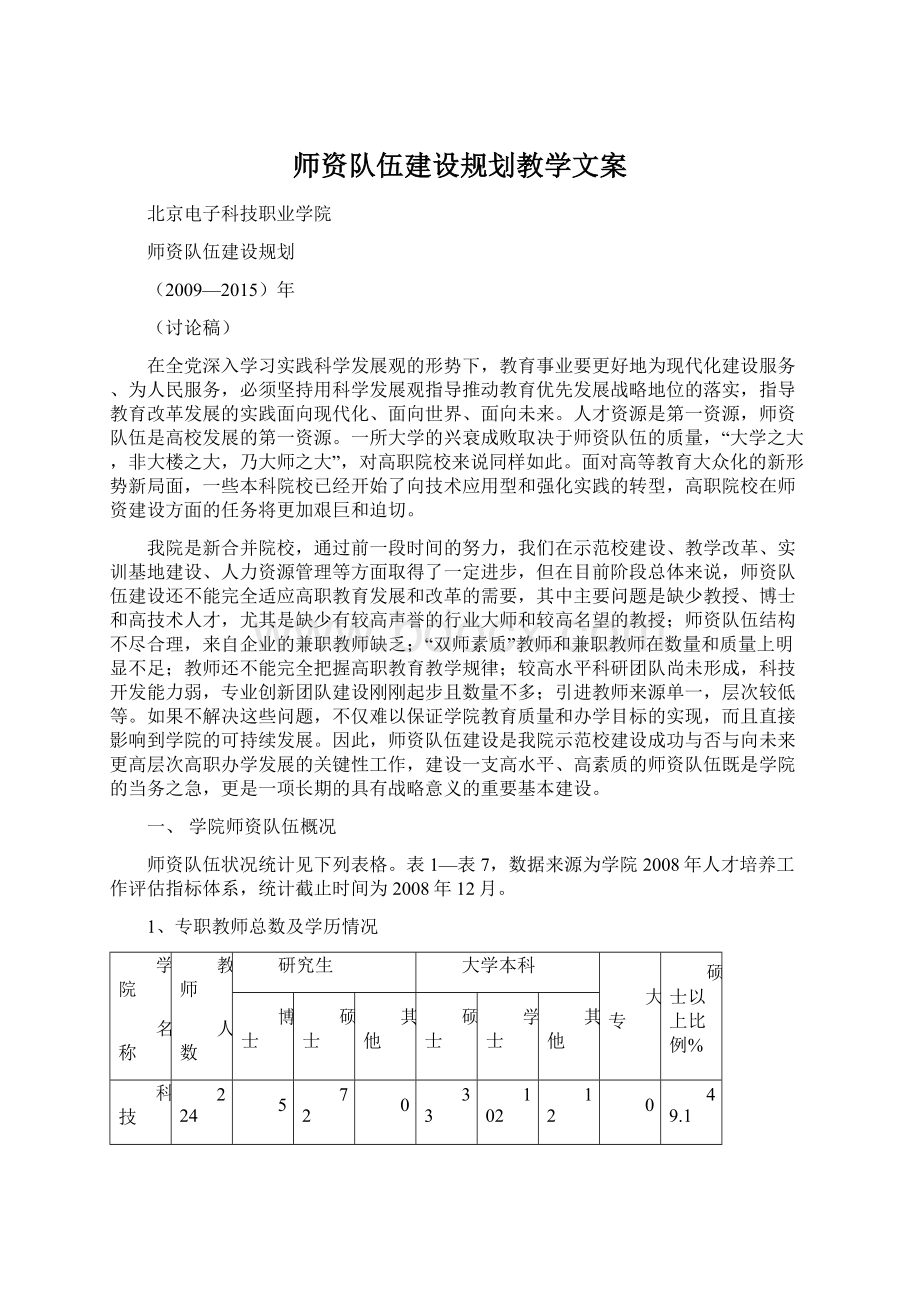 师资队伍建设规划教学文案.docx_第1页