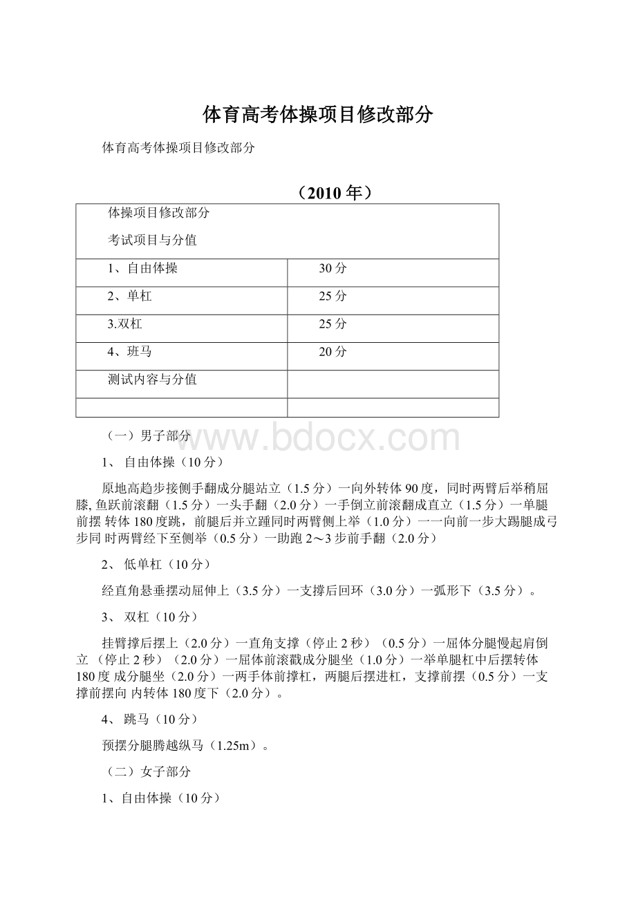 体育高考体操项目修改部分.docx