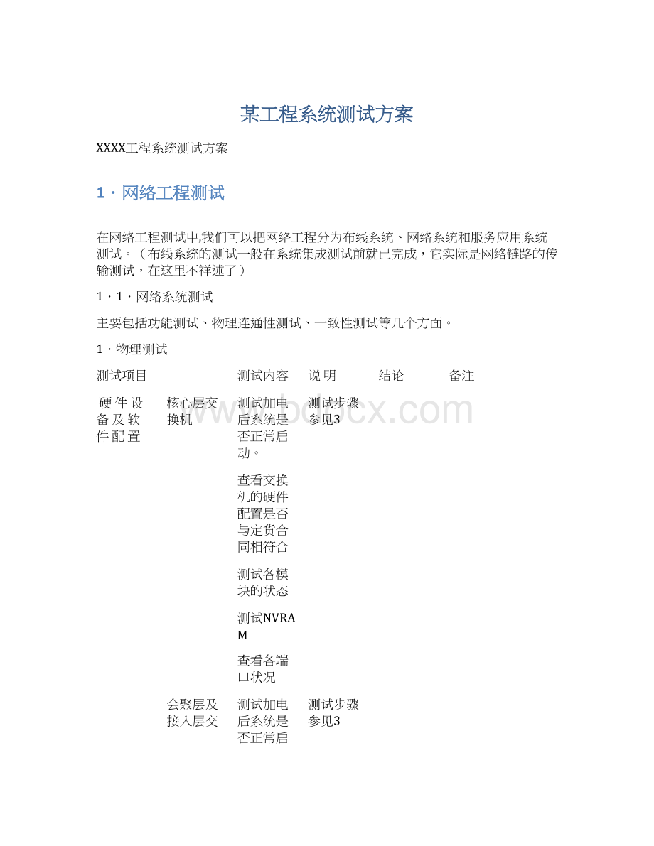 某工程系统测试方案Word格式.docx_第1页