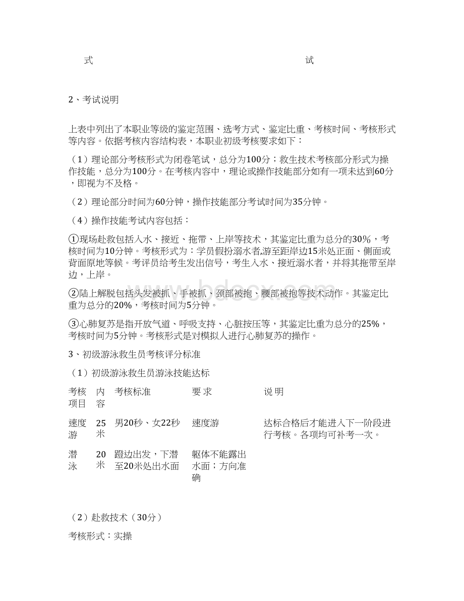 各级别游泳救生员操作技能考核内容及标准.docx_第3页