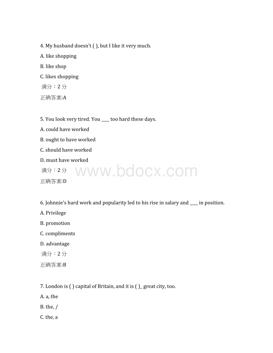 南开17秋学期《大学英语一》在线作业满分答案Word下载.docx_第2页