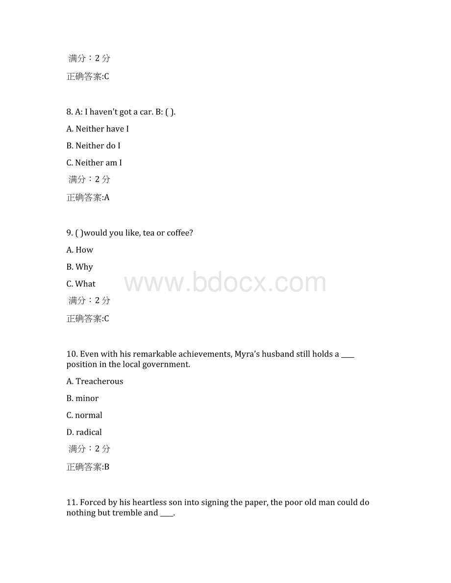 南开17秋学期《大学英语一》在线作业满分答案Word下载.docx_第3页