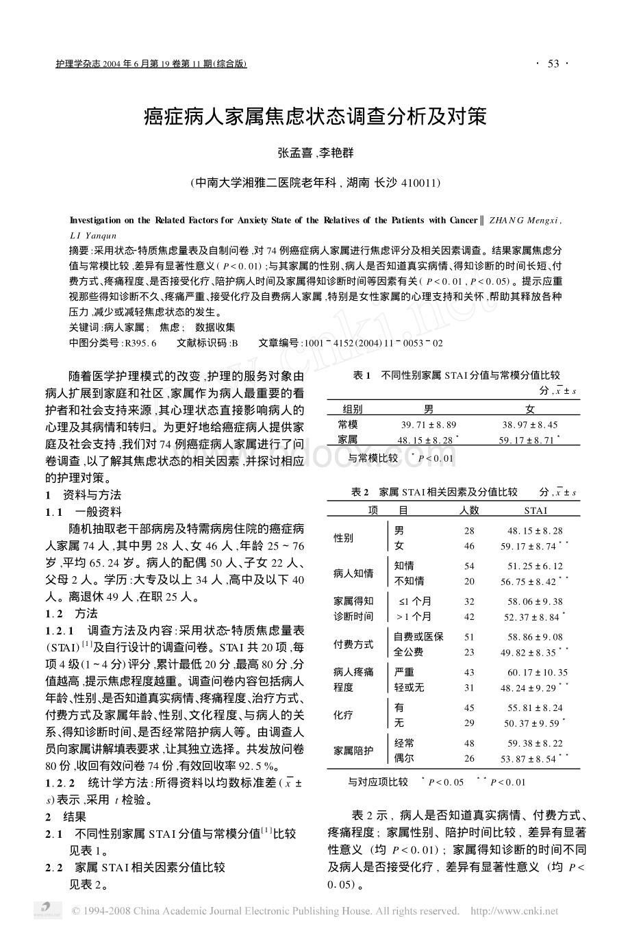 癌症病人家属焦虑状态调查分析及对策资料下载.pdf