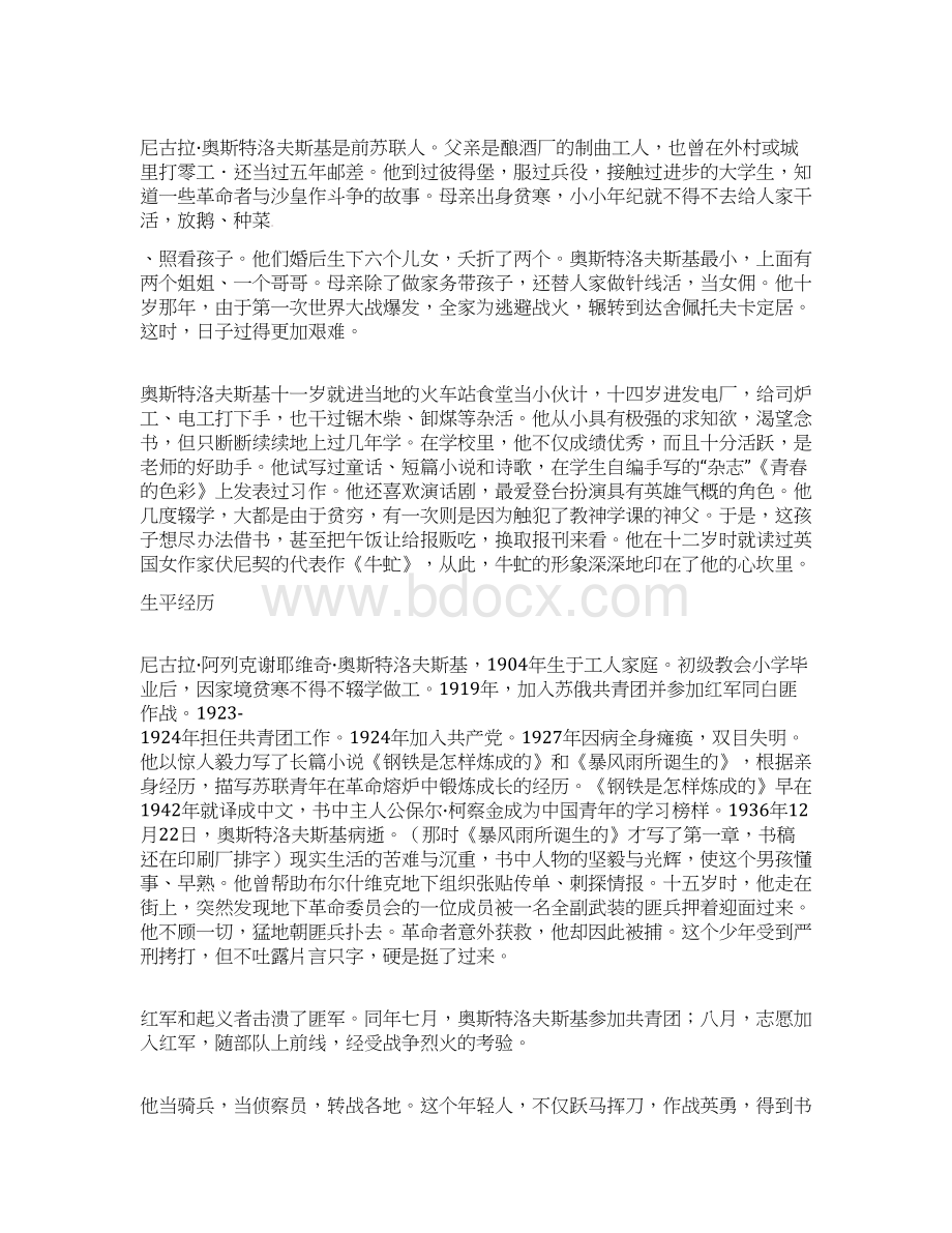 九年级语文钢铁是怎样炼成的素材.docx_第2页