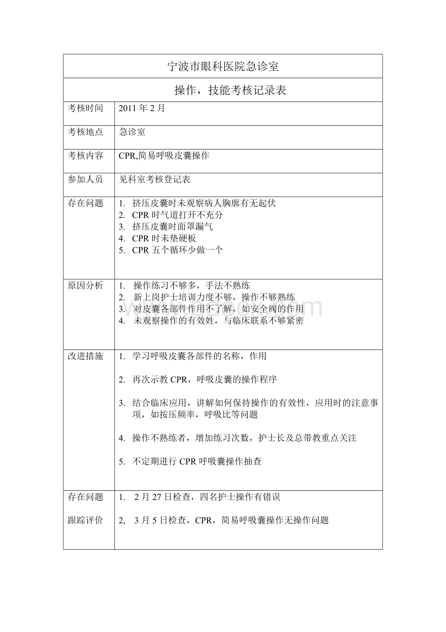 操作技能考核记录表Word文件下载.doc