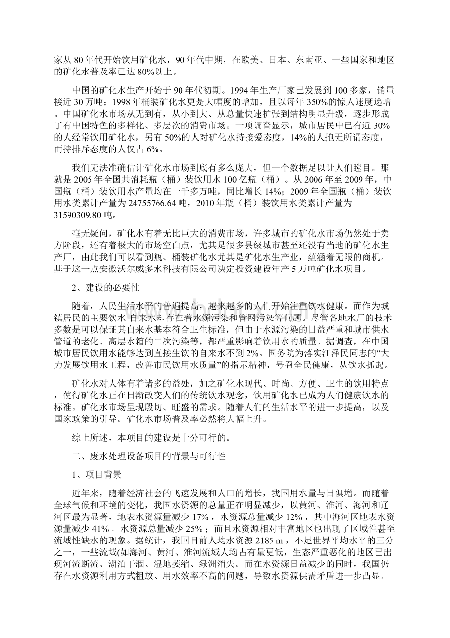 水处理设备及饮用矿化水生产项目可行性研究报告Word下载.docx_第3页