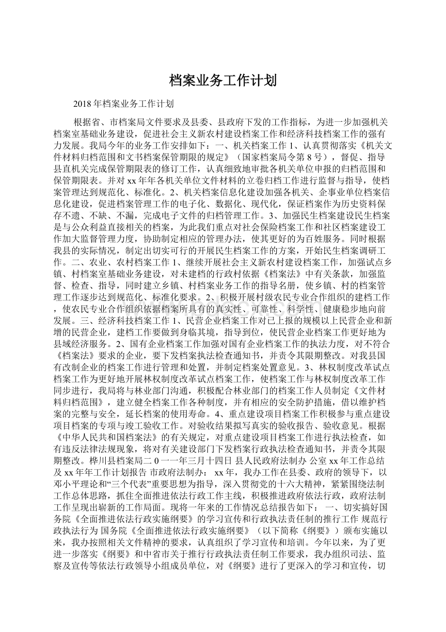 档案业务工作计划.docx_第1页