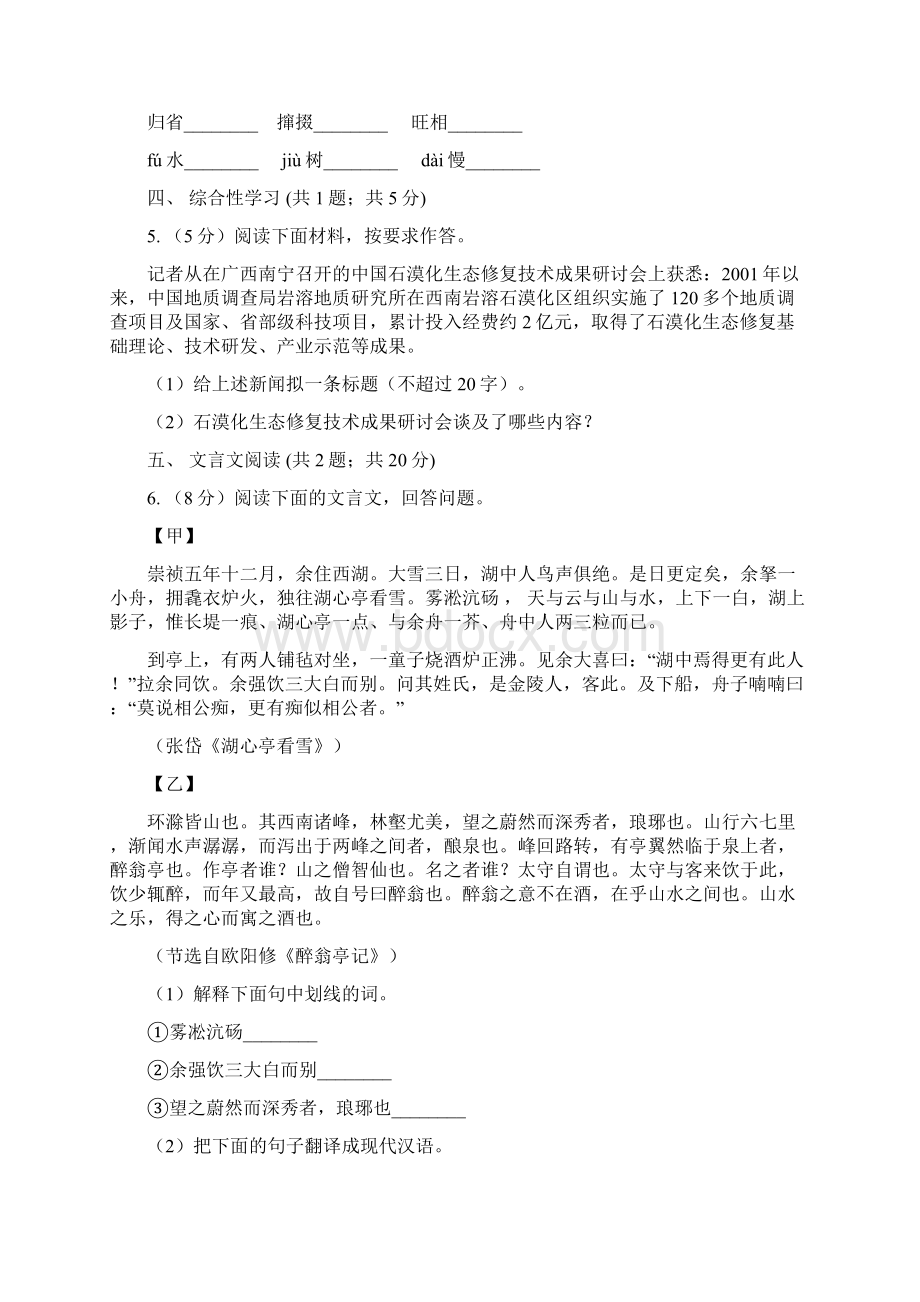 人教版届九年级语文模拟考试A卷D卷Word文档下载推荐.docx_第2页