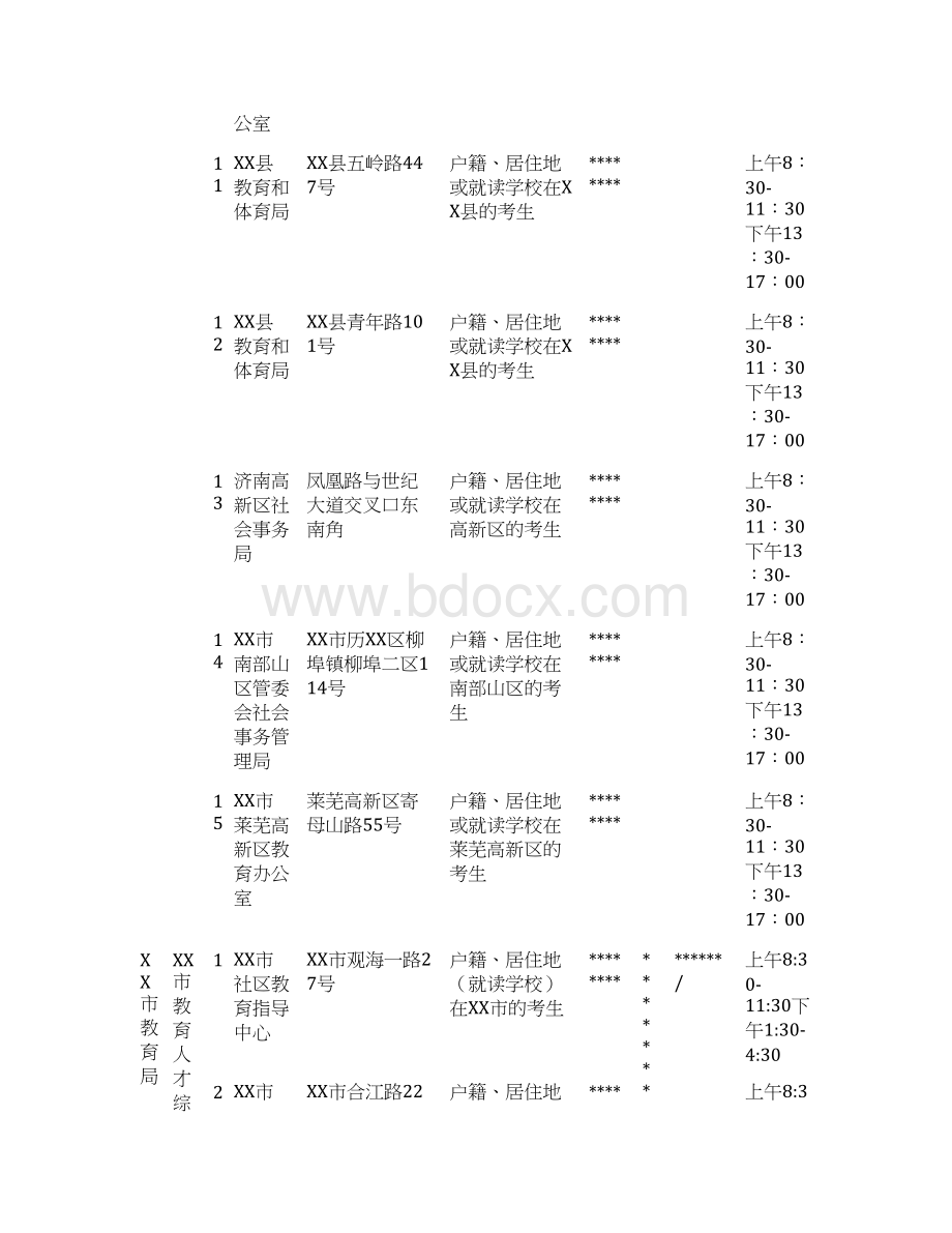 山东省下半年教师资格考试面试现场确认点安排表模板Word文档格式.docx_第3页