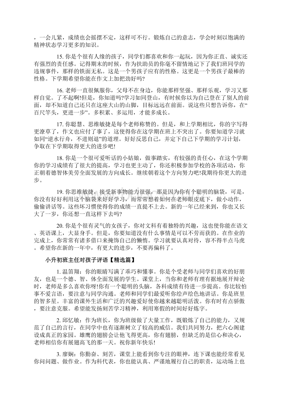 小升初班主任对孩子评语.docx_第3页