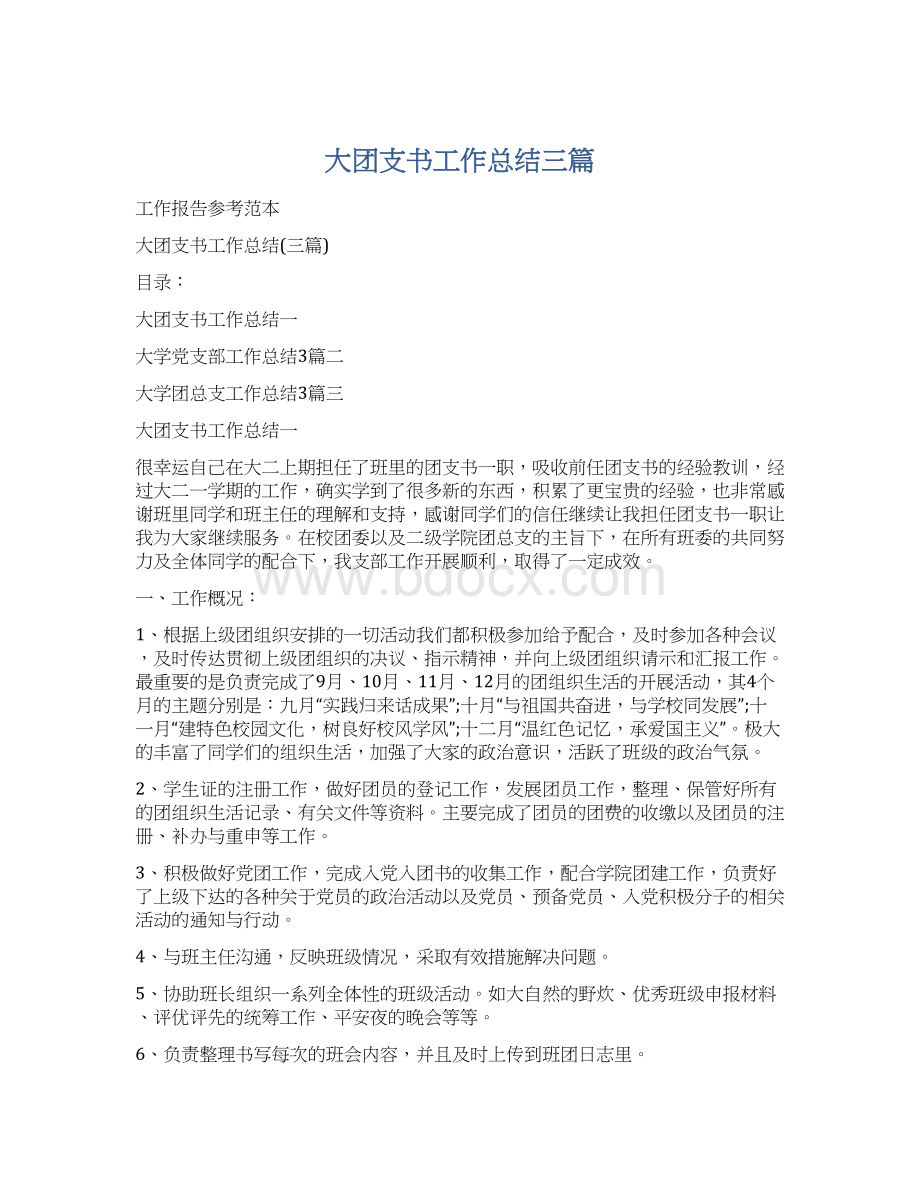 大团支书工作总结三篇Word下载.docx_第1页