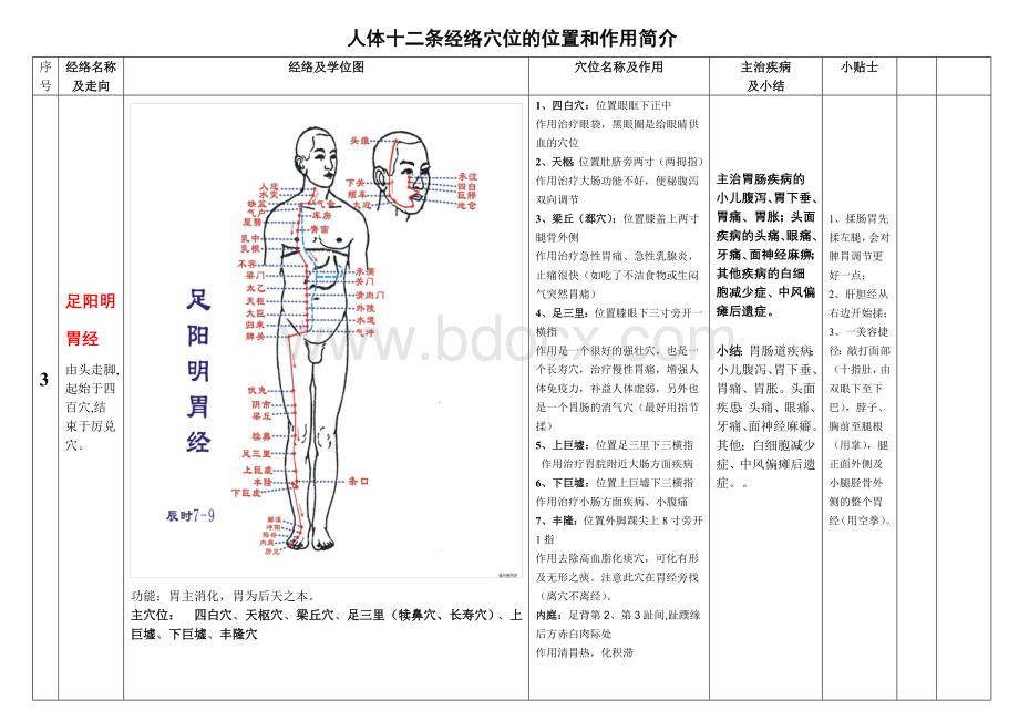 人体十二条经络穴位的位置和作用简介yxp_精品文档.doc_第3页