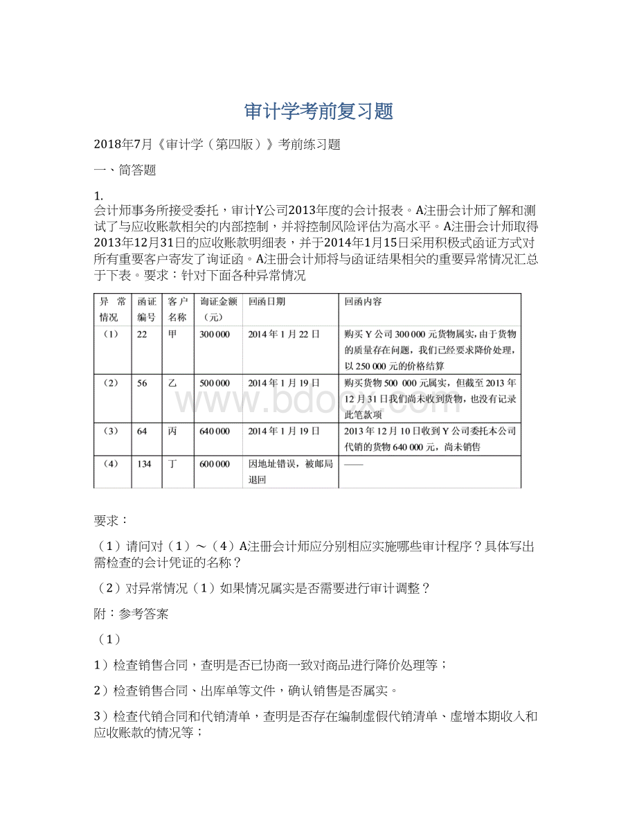 审计学考前复习题Word文档格式.docx_第1页