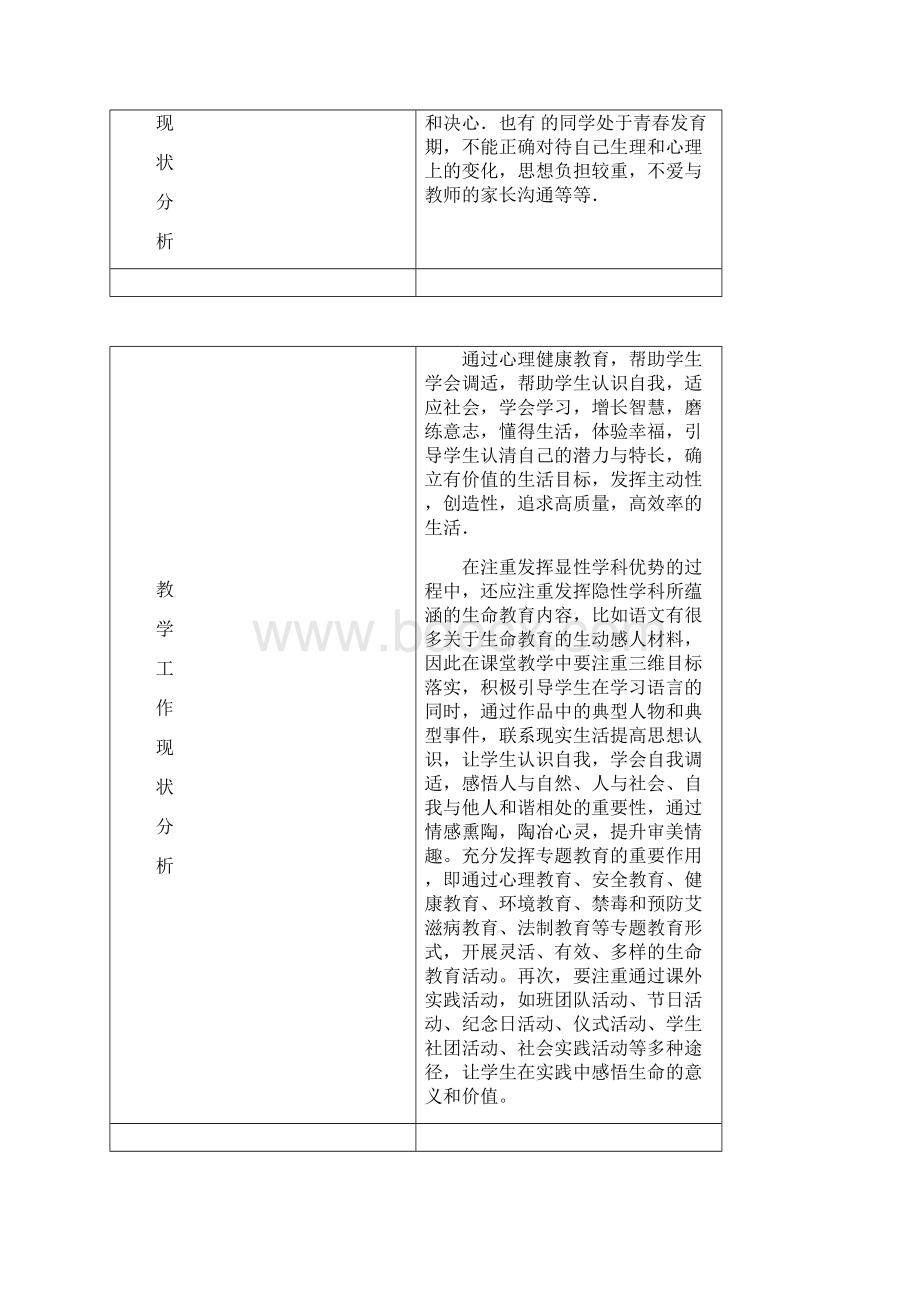 九年级生命与健康教学计划Word格式文档下载.docx_第2页