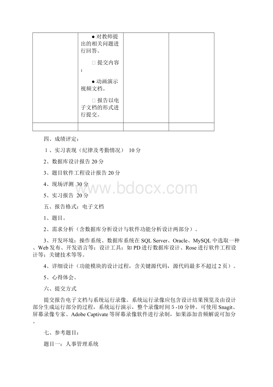 《数据库课程设计》实验任务书16学时Word文档下载推荐.docx_第3页