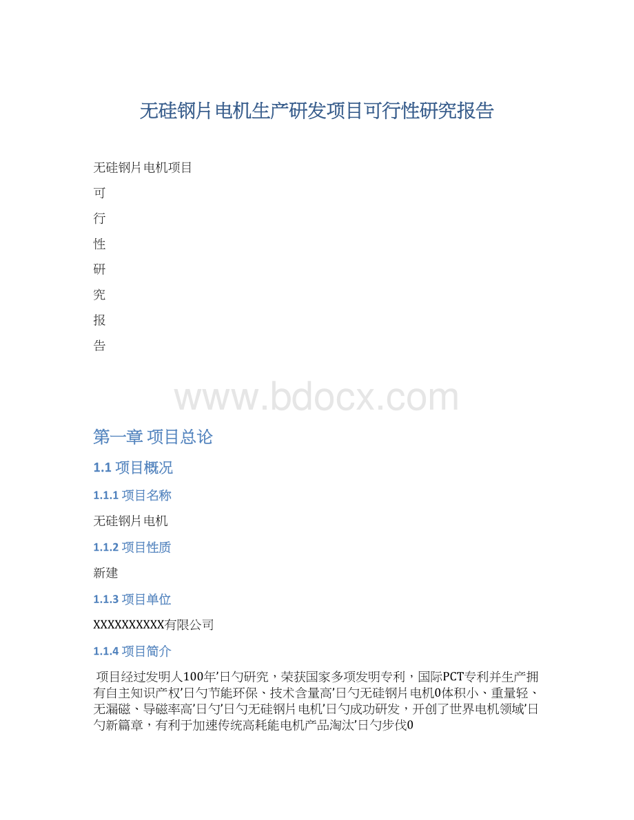 无硅钢片电机生产研发项目可行性研究报告.docx