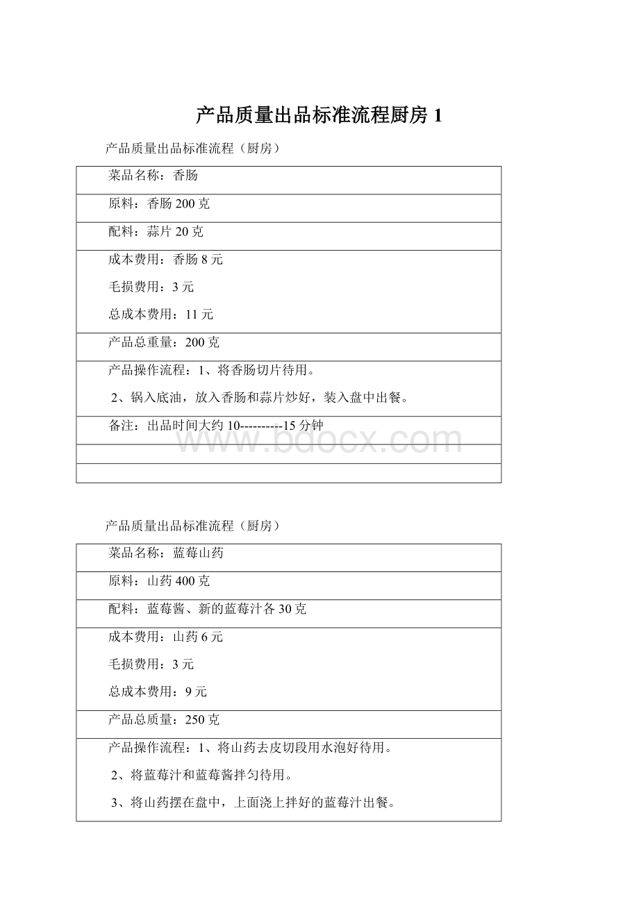 产品质量出品标准流程厨房1.docx