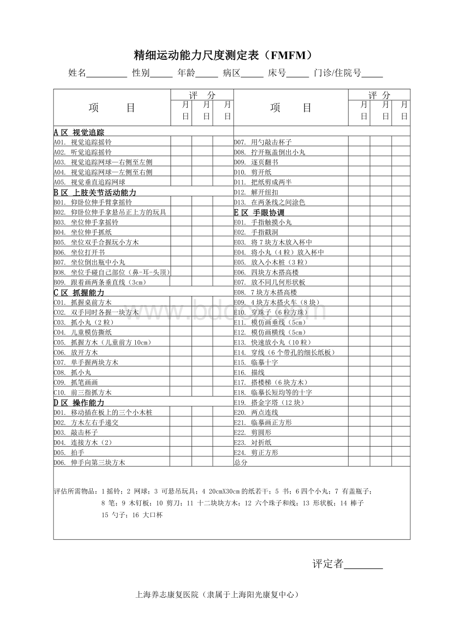 精细运动能力FMFM评定表_精品文档.doc