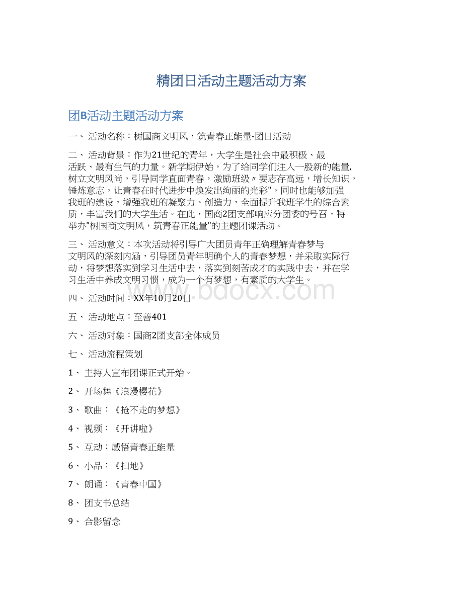 精团日活动主题活动方案文档格式.docx