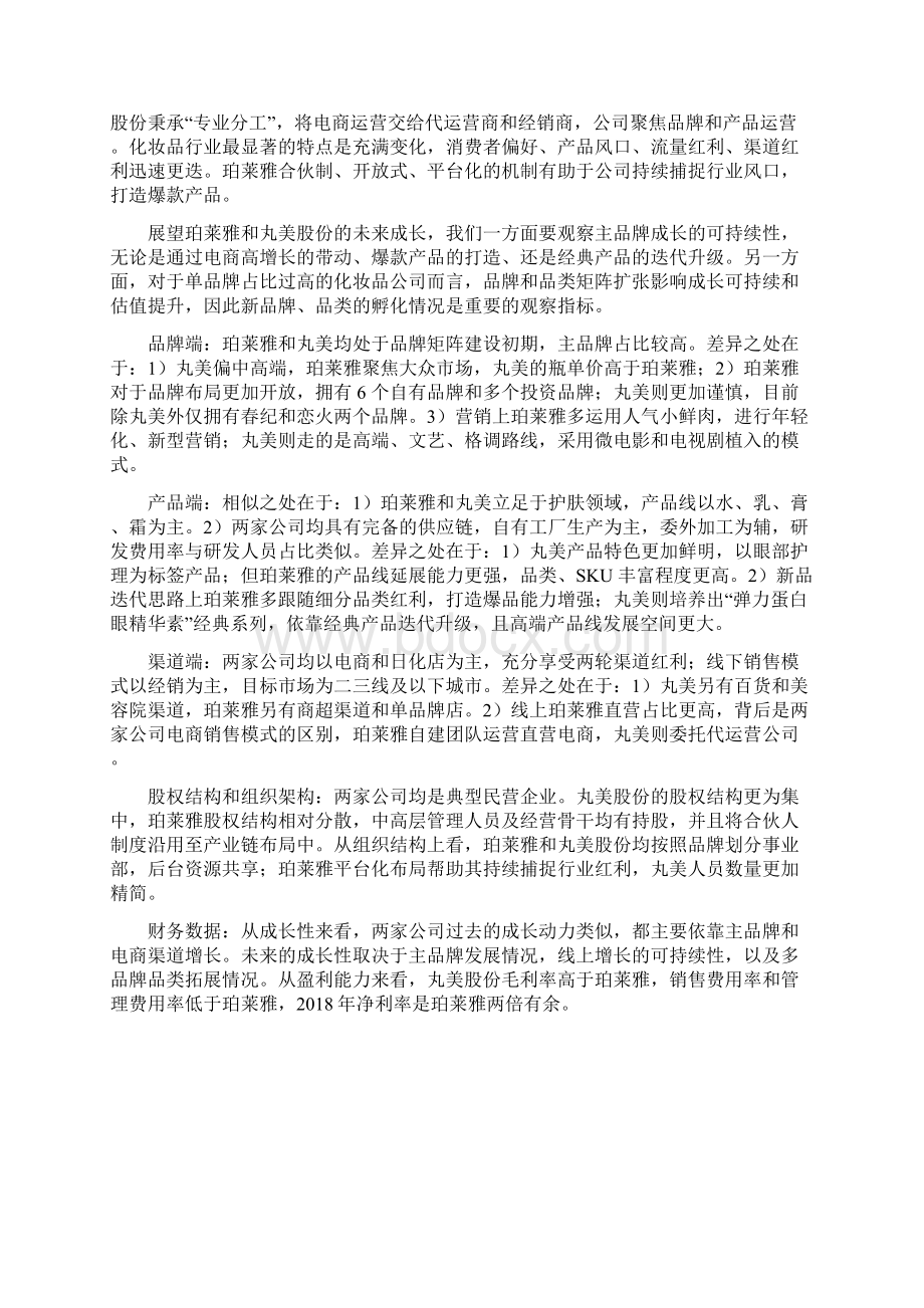 化妆品行业珀莱雅与丸美比较分析报告Word下载.docx_第2页