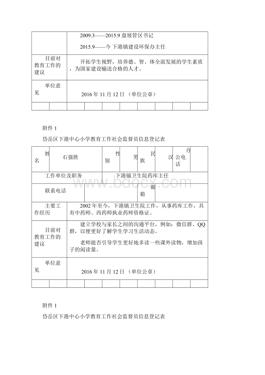 下港中心小学社会监督员登记表Word下载.docx_第2页