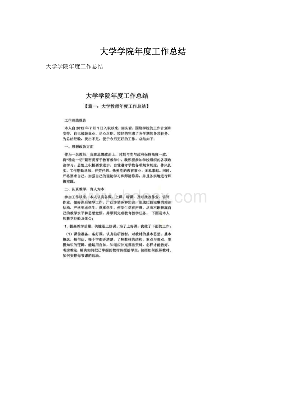 大学学院年度工作总结Word文档格式.docx_第1页