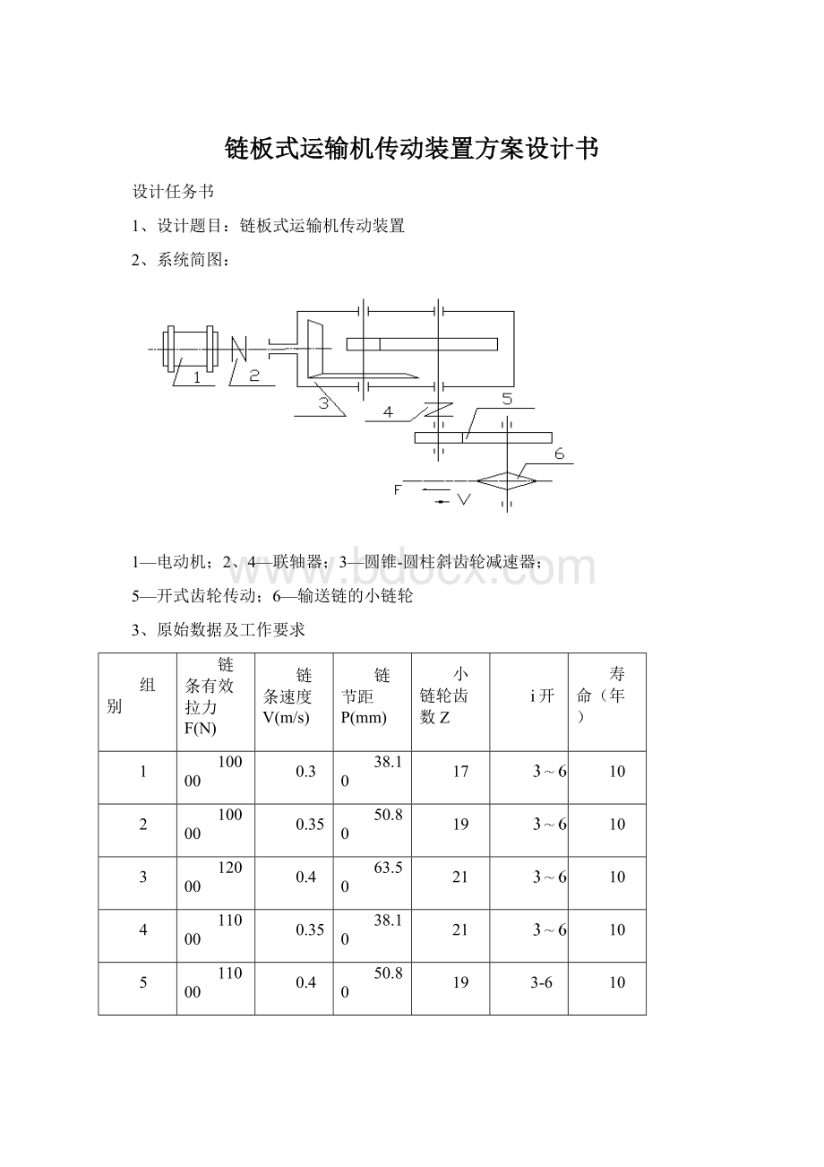 链板式运输机传动装置方案设计书.docx_第1页