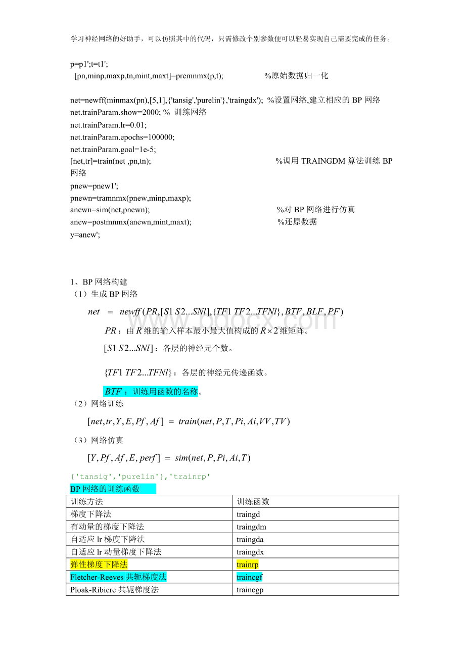 BP神经网络matlab实例(简单而经典).doc_第1页