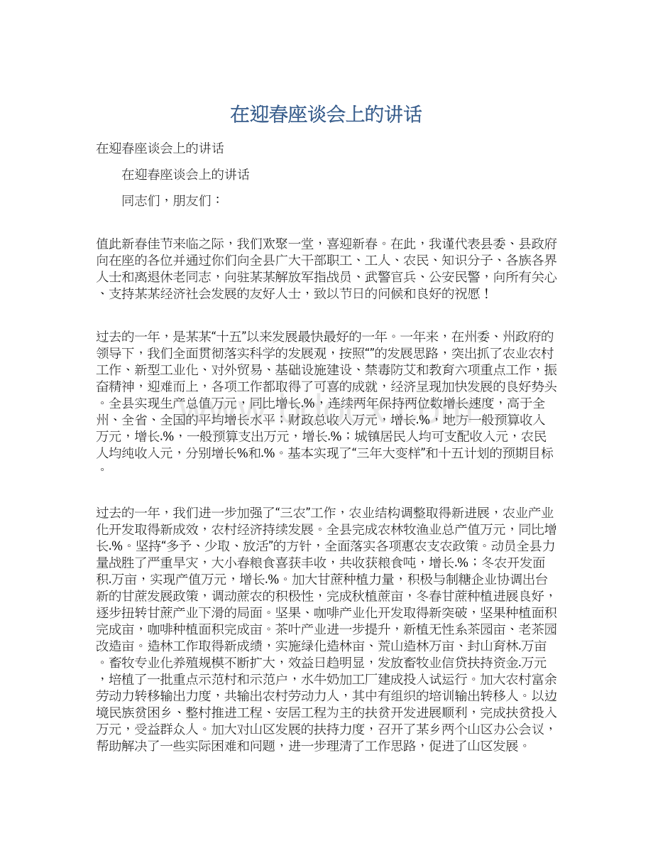 在迎春座谈会上的讲话Word下载.docx_第1页