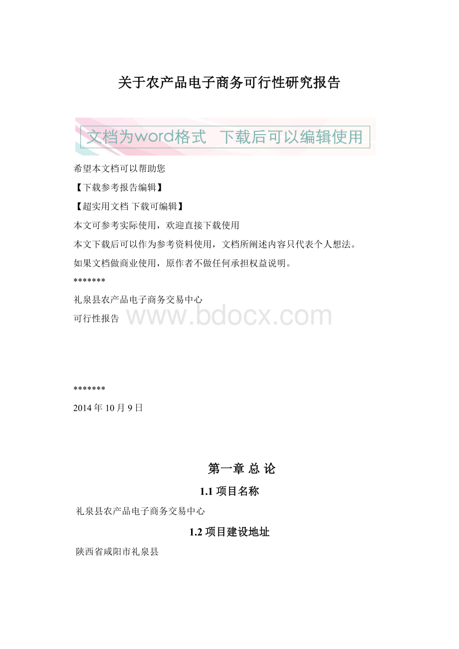 关于农产品电子商务可行性研究报告Word格式文档下载.docx