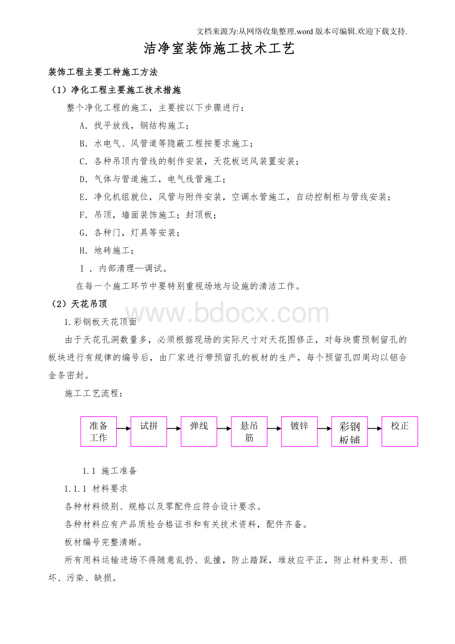 洁净施工工艺技术方案Word文档下载推荐.doc_第1页