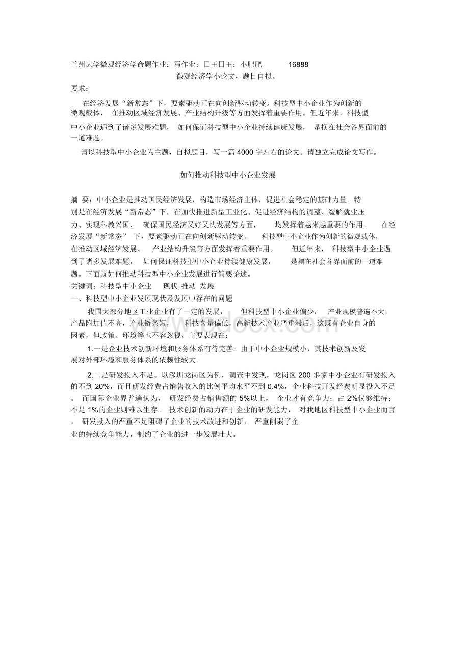 兰州大学微观经济学命题作业：小论文文档格式.docx_第1页