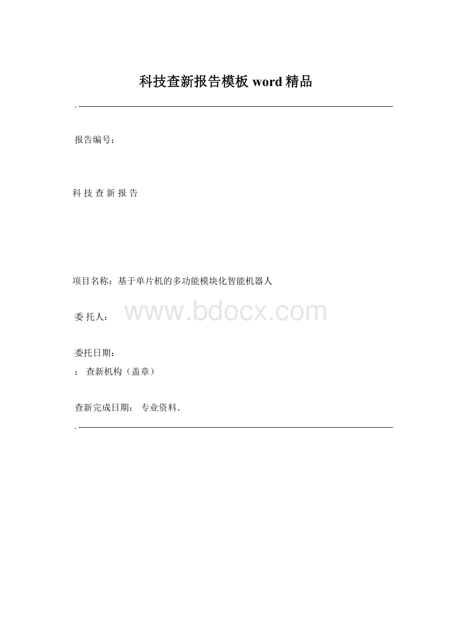 科技查新报告模板word精品.docx