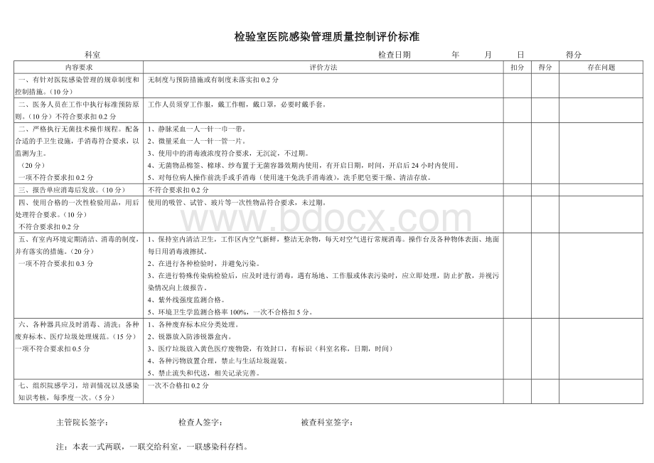 检验室医院感染管理质量控制评价标准_精品文档.doc