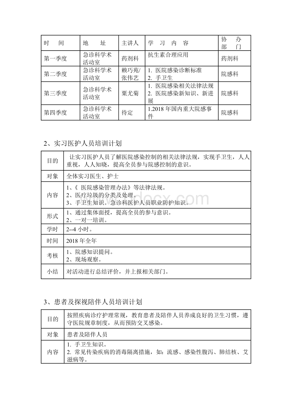 急诊科医院感染知识培训计划Word文档格式.doc_第3页