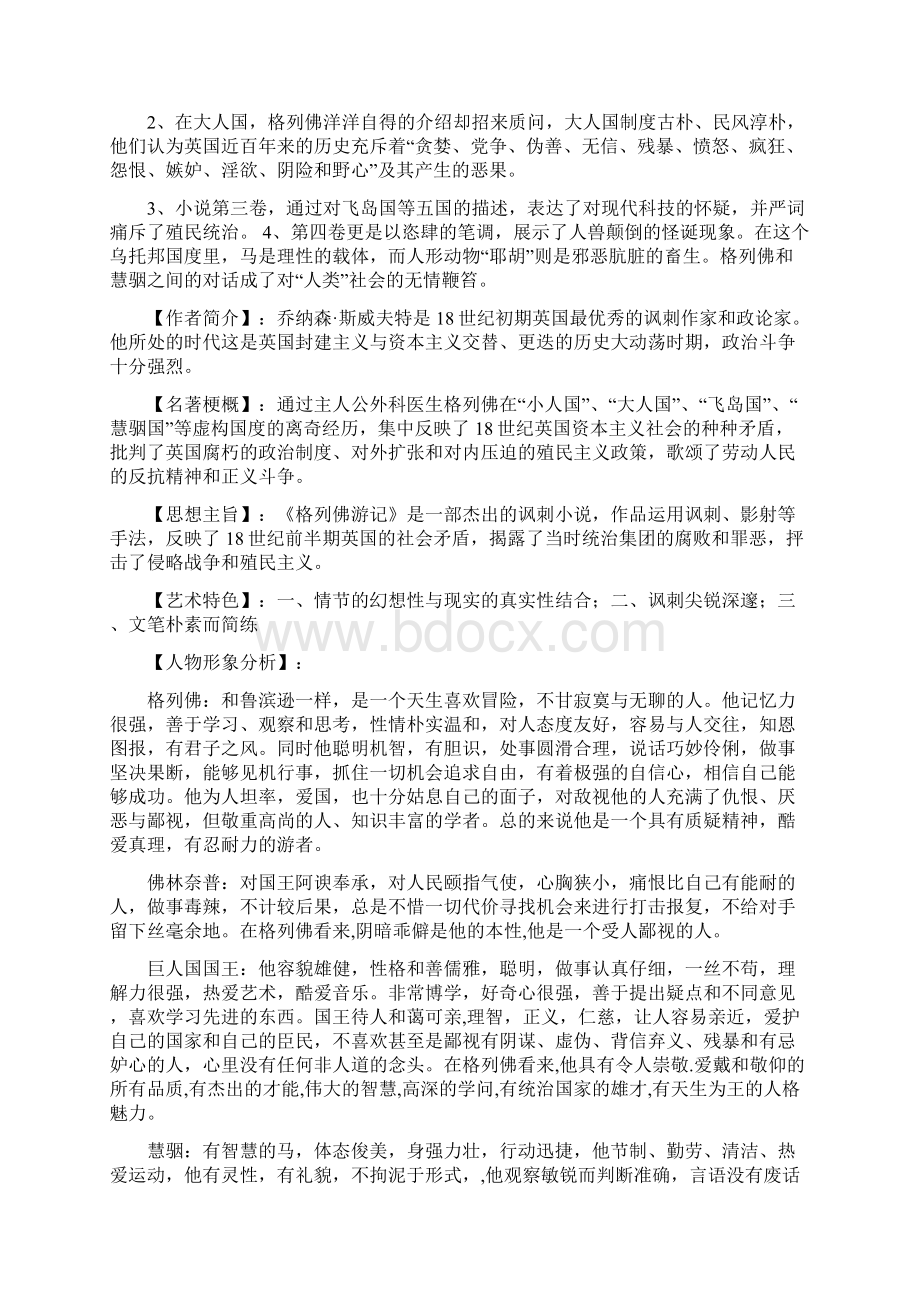 格列佛游记名著阅读汇集历年各地中考试题文档格式.docx_第2页