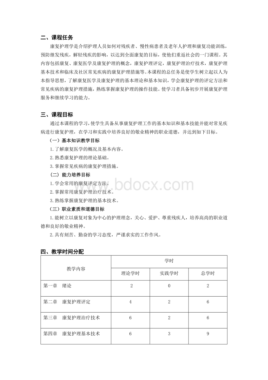 康复护理学课程标准Word格式文档下载.doc_第2页