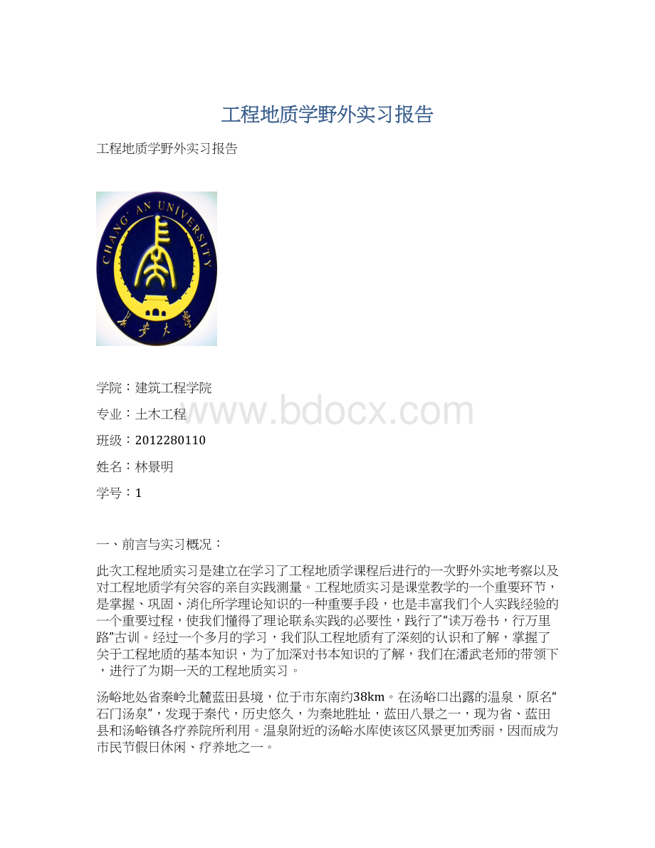 工程地质学野外实习报告.docx