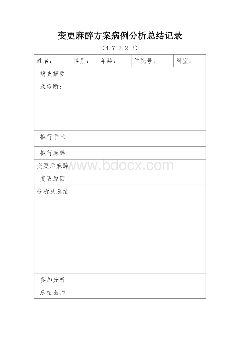 变更麻醉方案病例分析总结记录4.doc