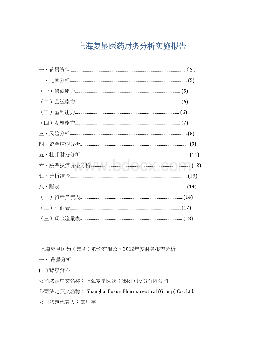 上海复星医药财务分析实施报告.docx