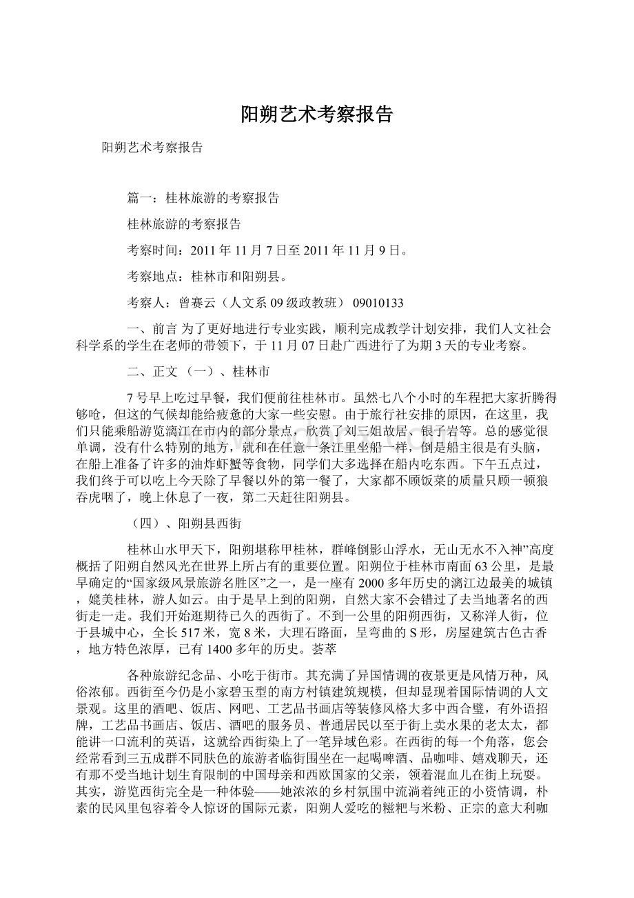 阳朔艺术考察报告文档格式.docx_第1页