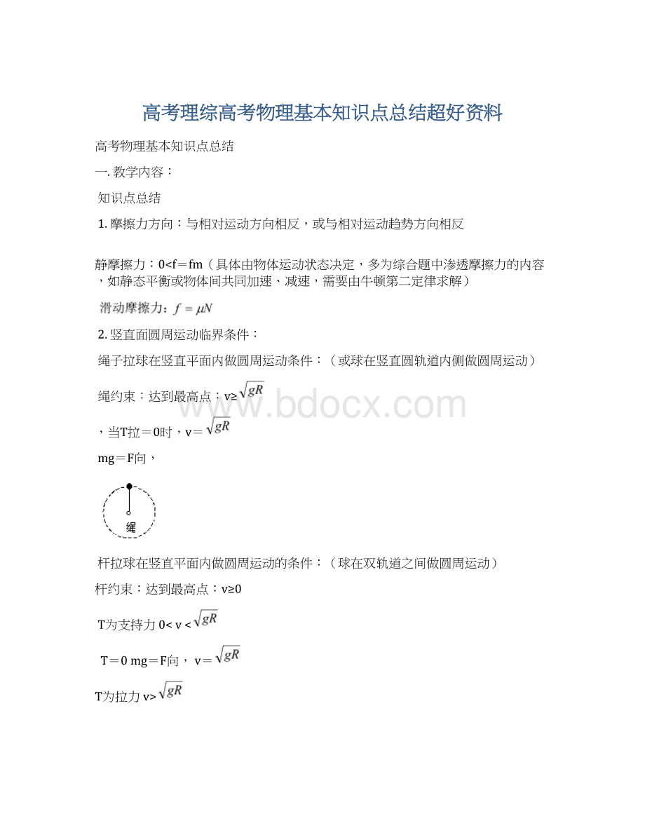 高考理综高考物理基本知识点总结超好资料.docx