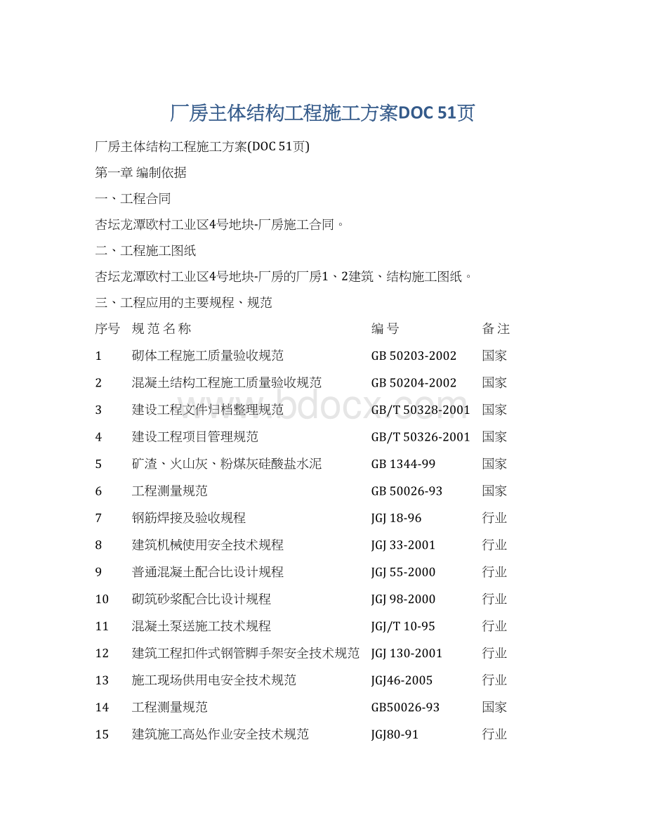 厂房主体结构工程施工方案DOC 51页.docx