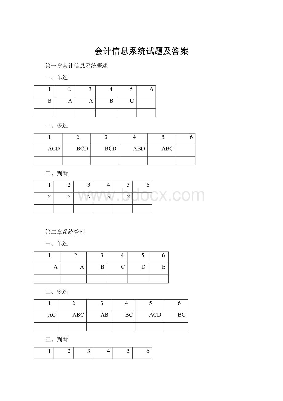 会计信息系统试题及答案Word文档格式.docx_第1页