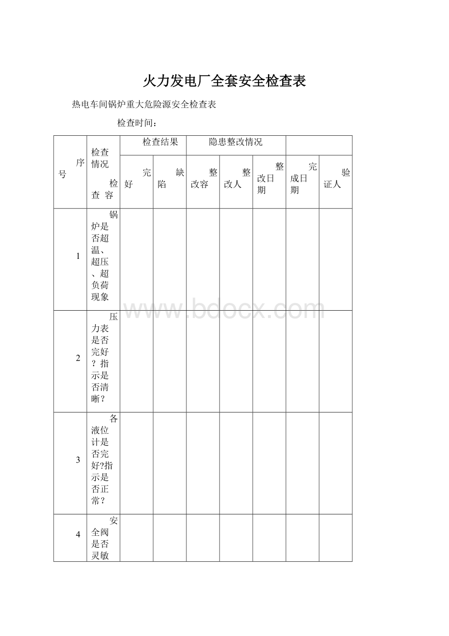 火力发电厂全套安全检查表.docx_第1页