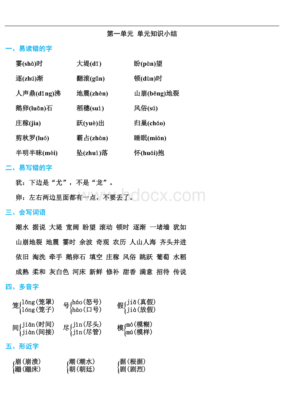 部编版四年级上册语文期末知识点汇总.doc_第1页