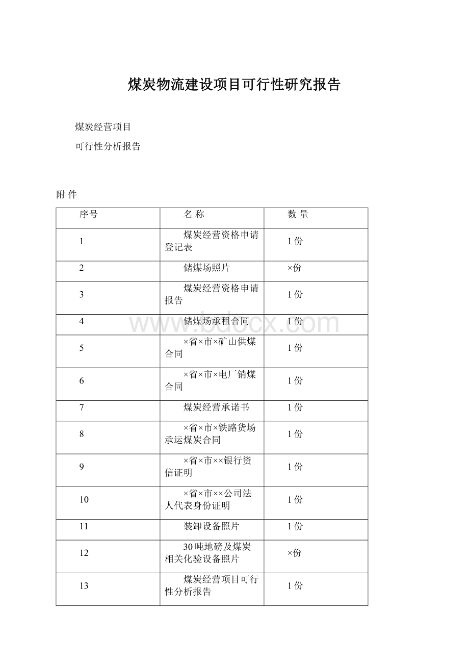 煤炭物流建设项目可行性研究报告Word文件下载.docx_第1页